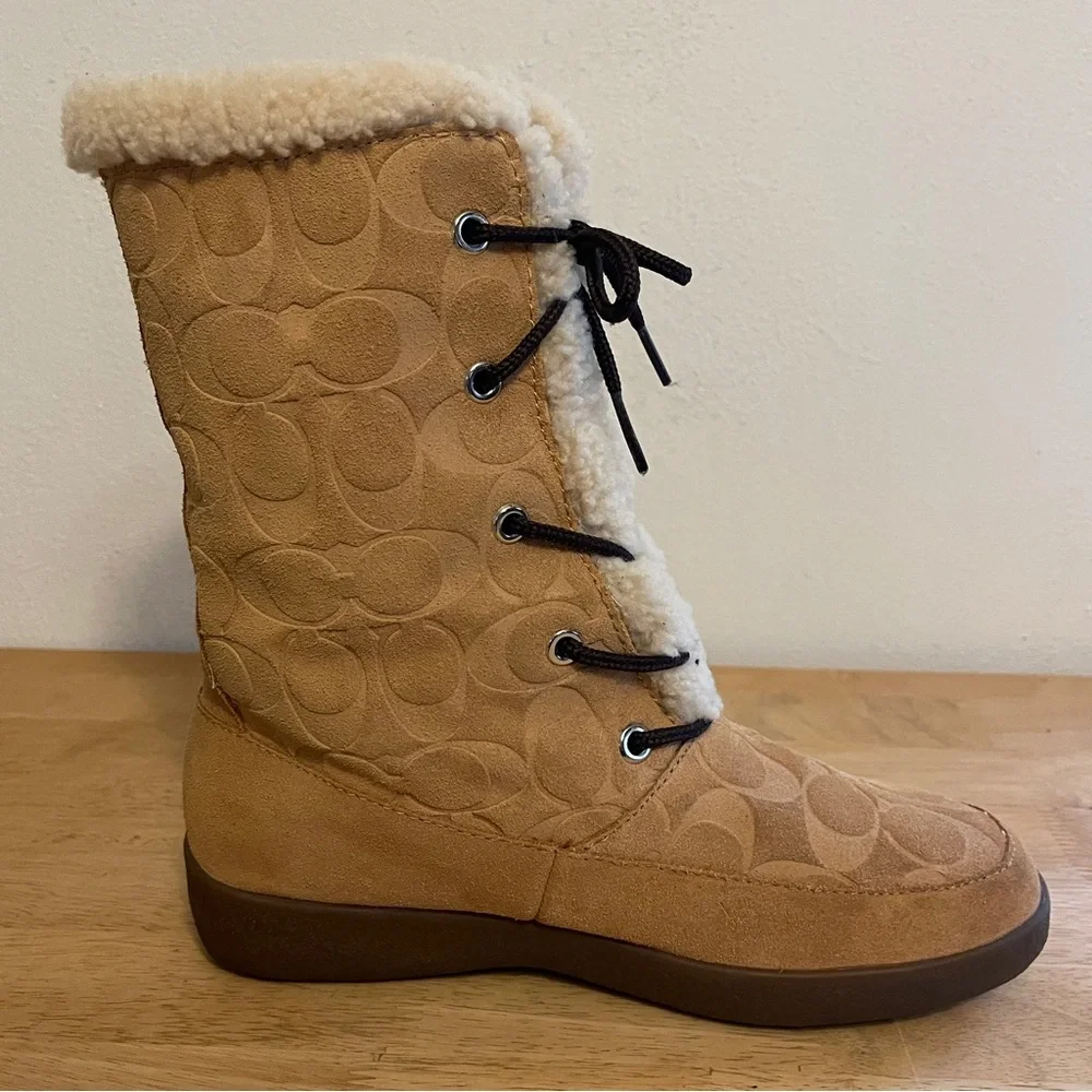 Coach Shearling Tuesday Suede Boots Size 7
